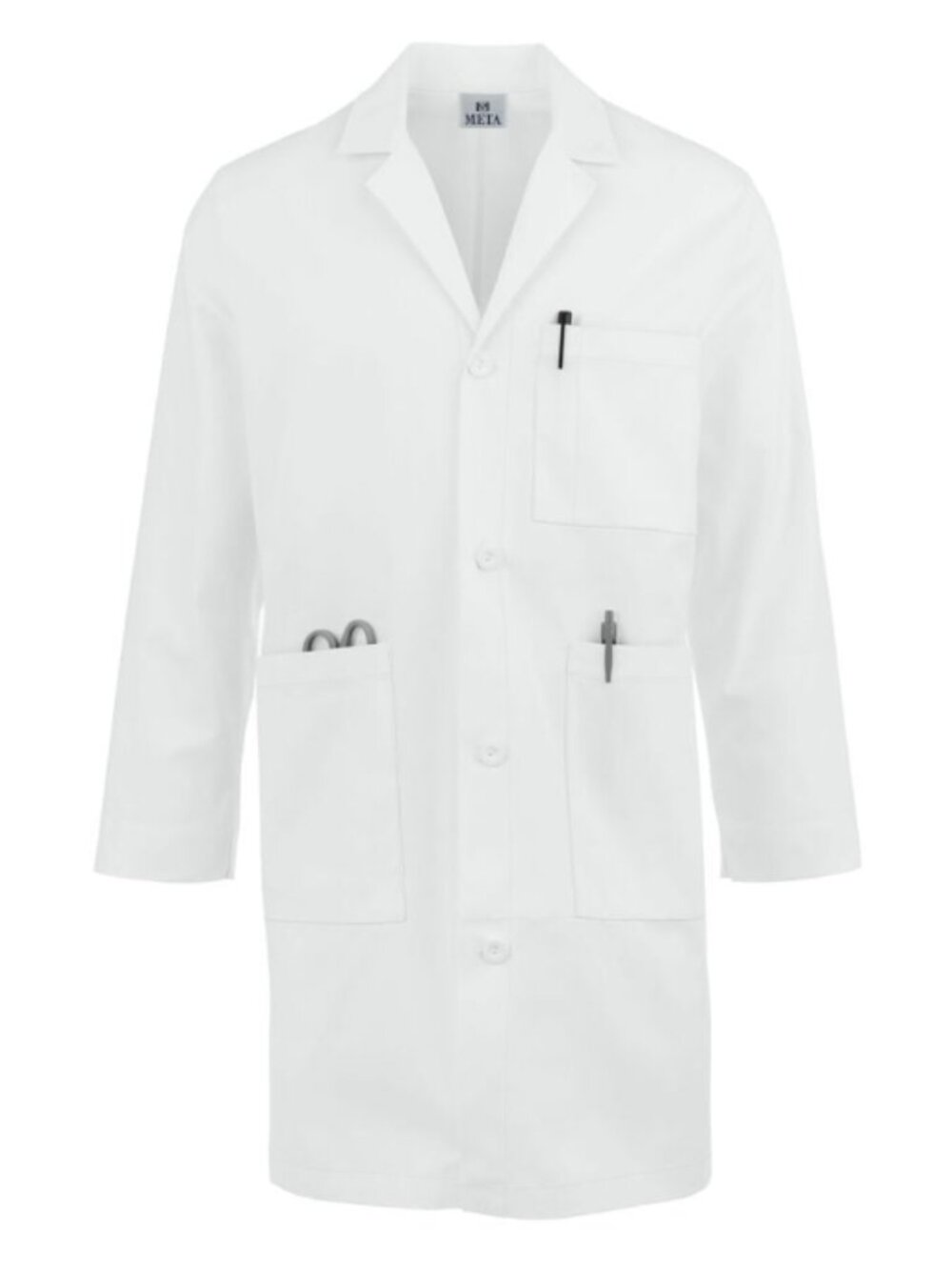 White Swan Meta 1963  Men's 38" 6-Pocket Lab Coat - White